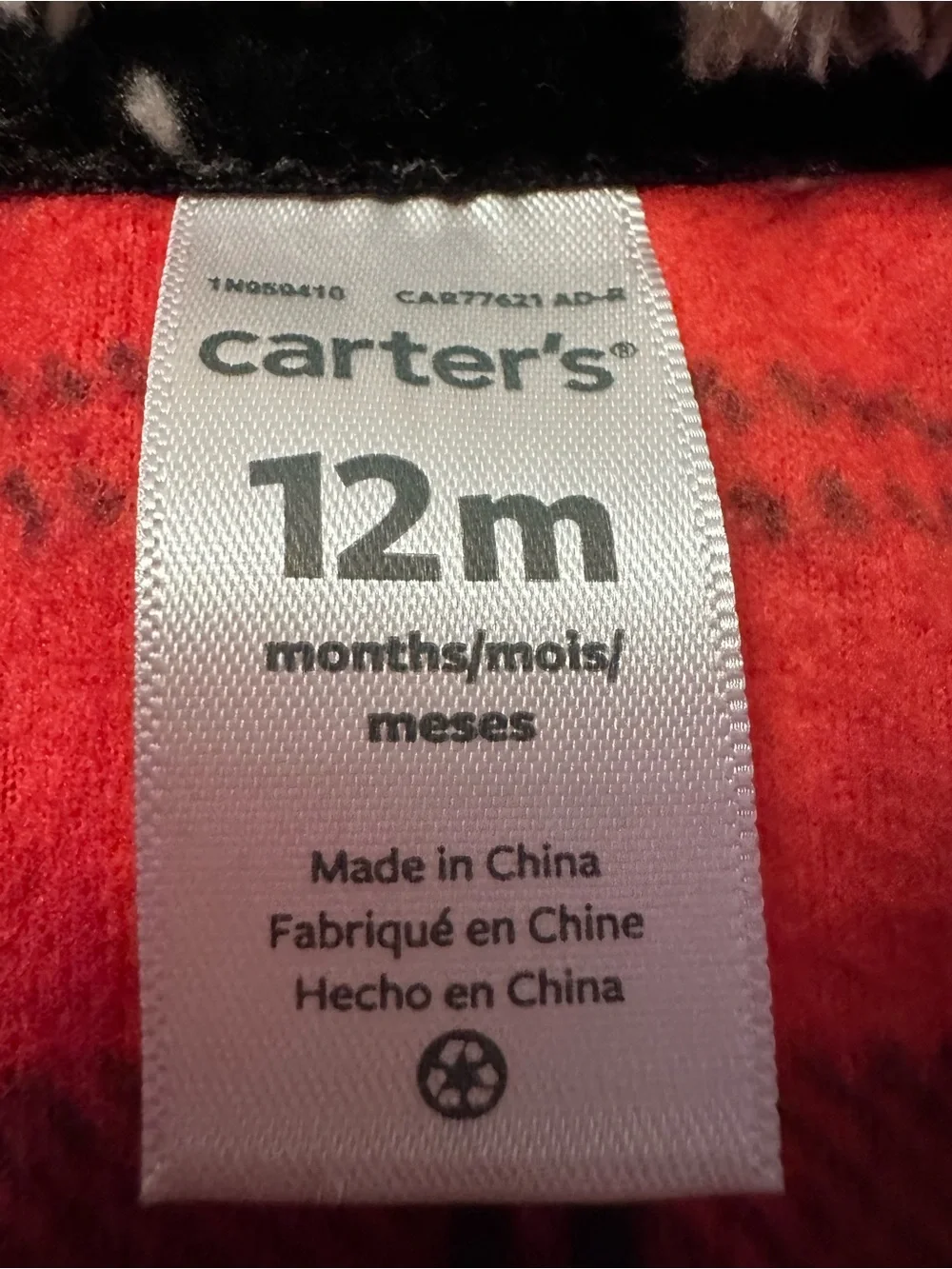 ❤️🖤 Carter’s Buffalo Plaid Sherpa Fleece Vest Red Black Girls 12M *